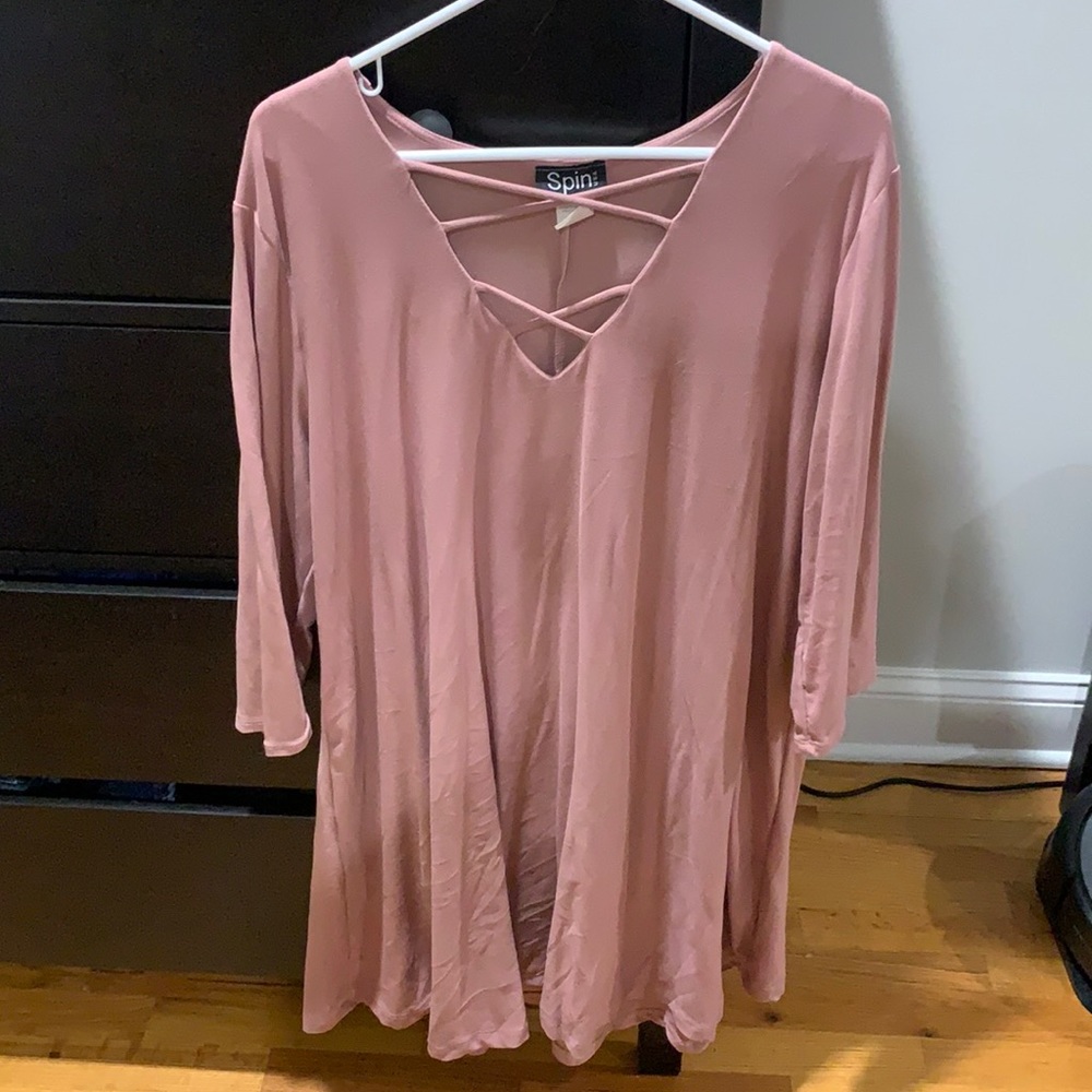 Dusty rose pink strapy 3/4 sleeve dress soft